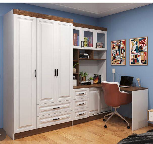 转角衣柜,书柜,电脑桌组合柜设计,好看的效果图