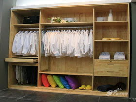 松木整体衣柜 定制开门 移门 隔断